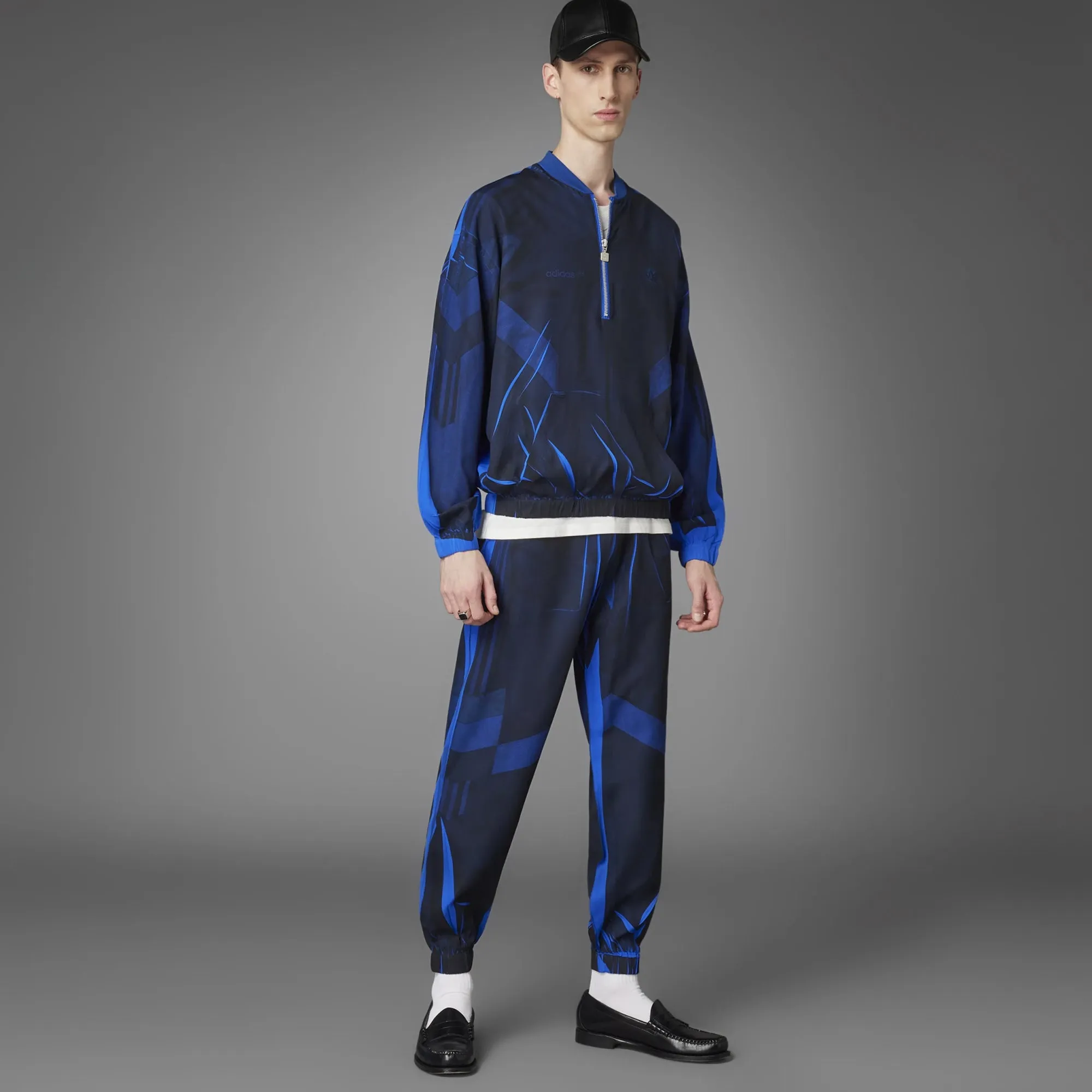 Adidas Mens Blueversion Half-Zip Soccer Silk Tracktop