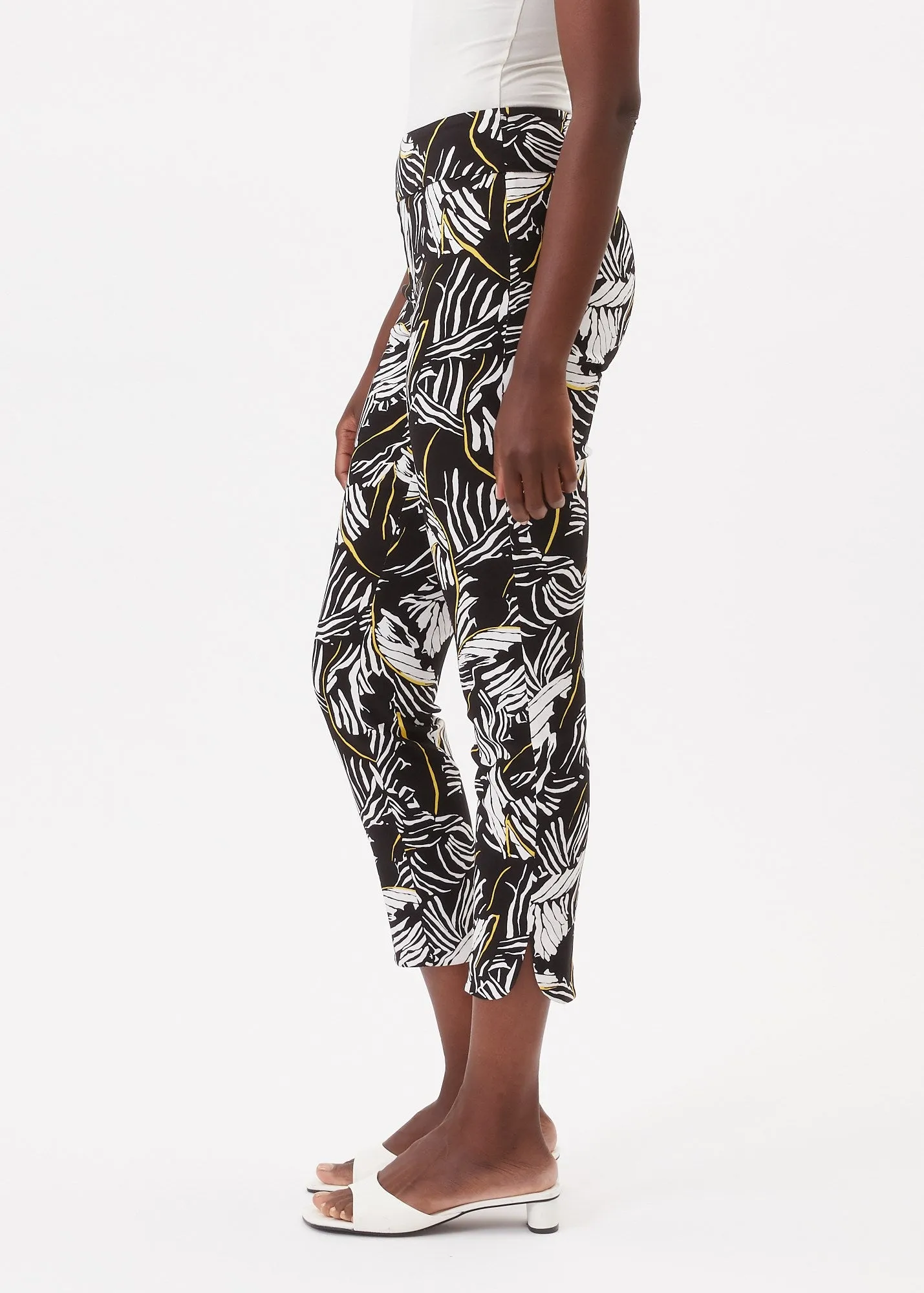 Black Yellow Leaf Petal Pant