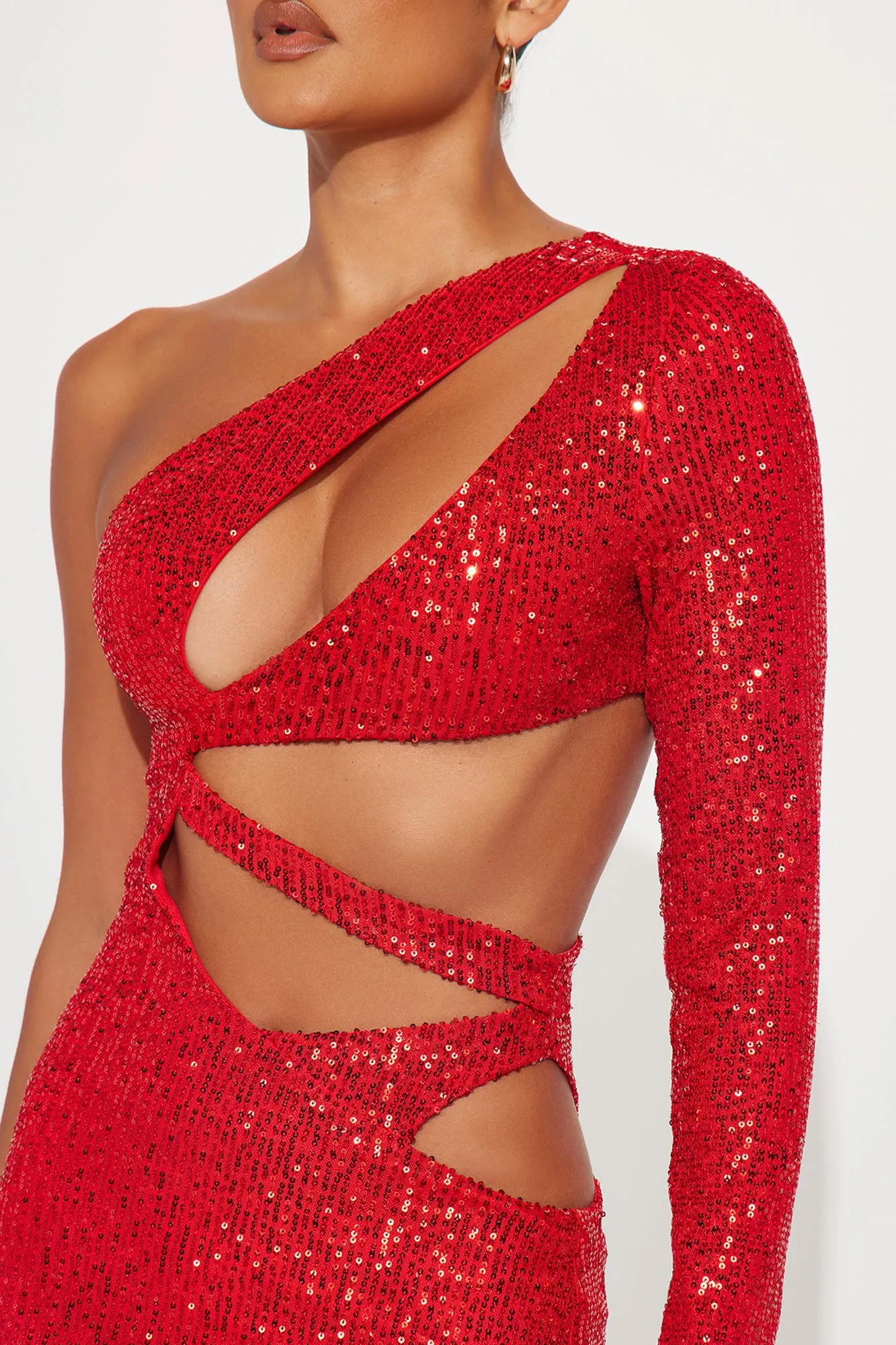 Disco Club Sequin Mini Dress - Red