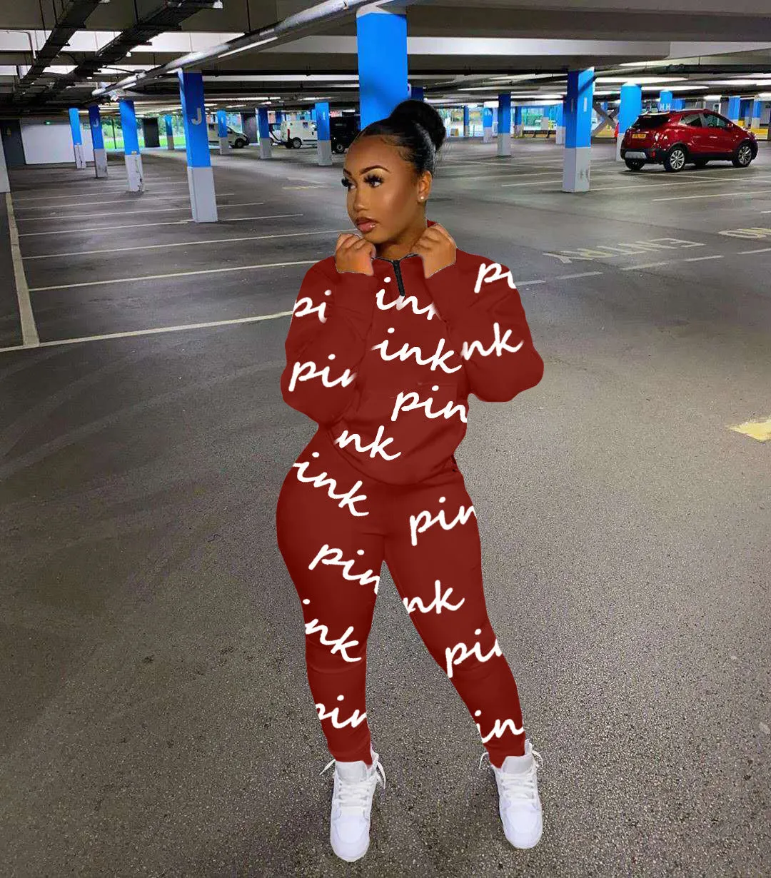 Fashion printed letter sweatshirt fabric sports suit（AY1290