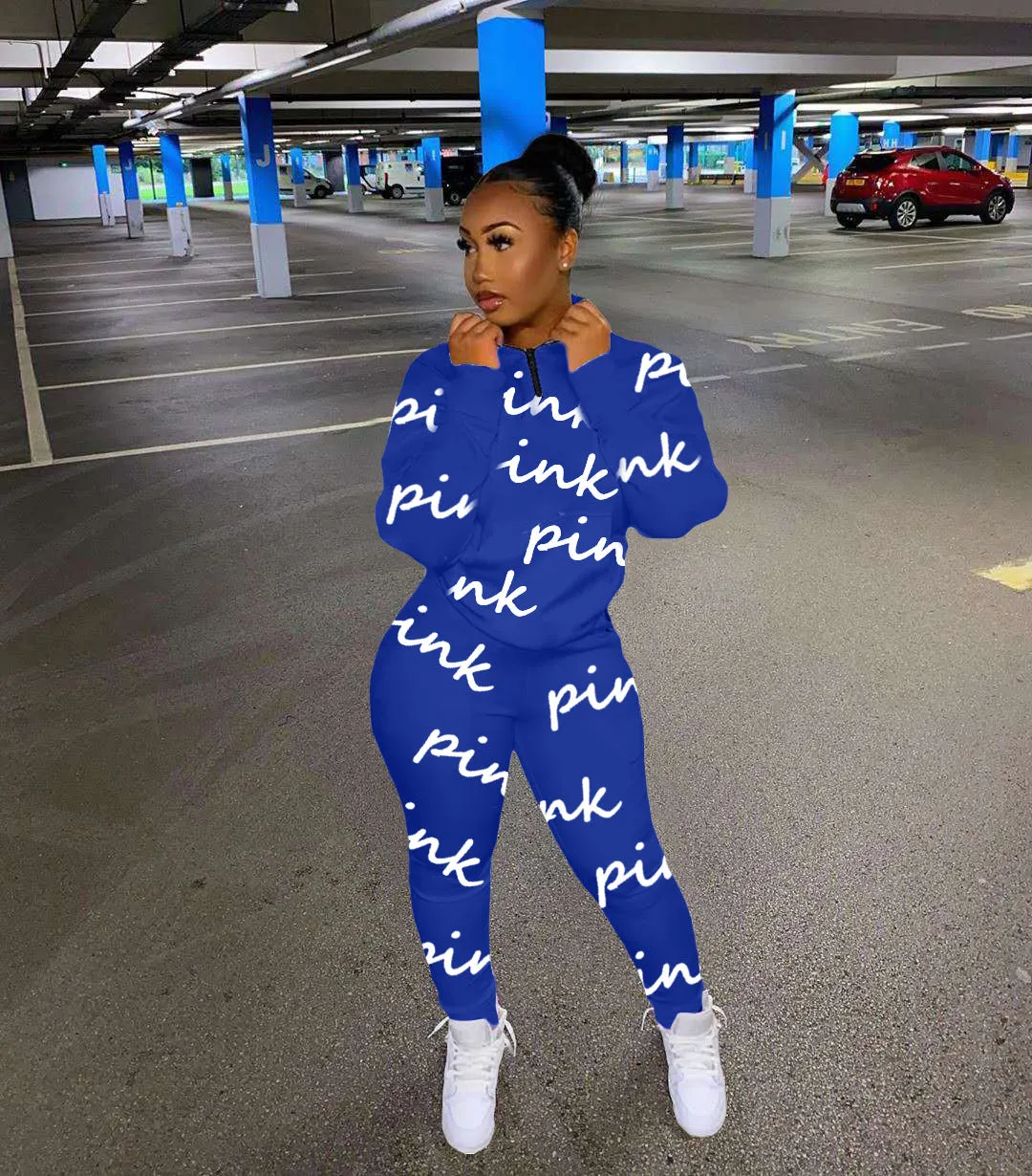 Fashion printed letter sweatshirt fabric sports suit（AY1290