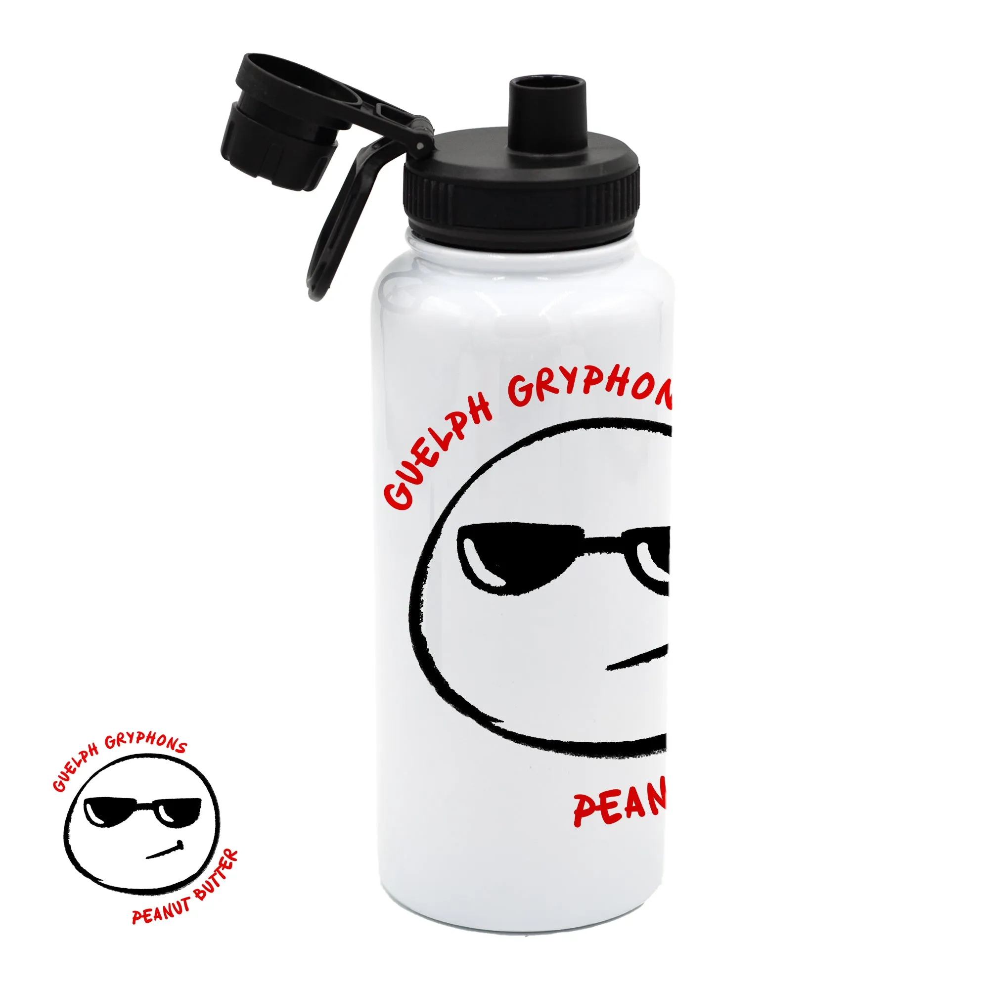 Guelph Hockey - Doodle Face Personalized 32oz Sport Water Bottle