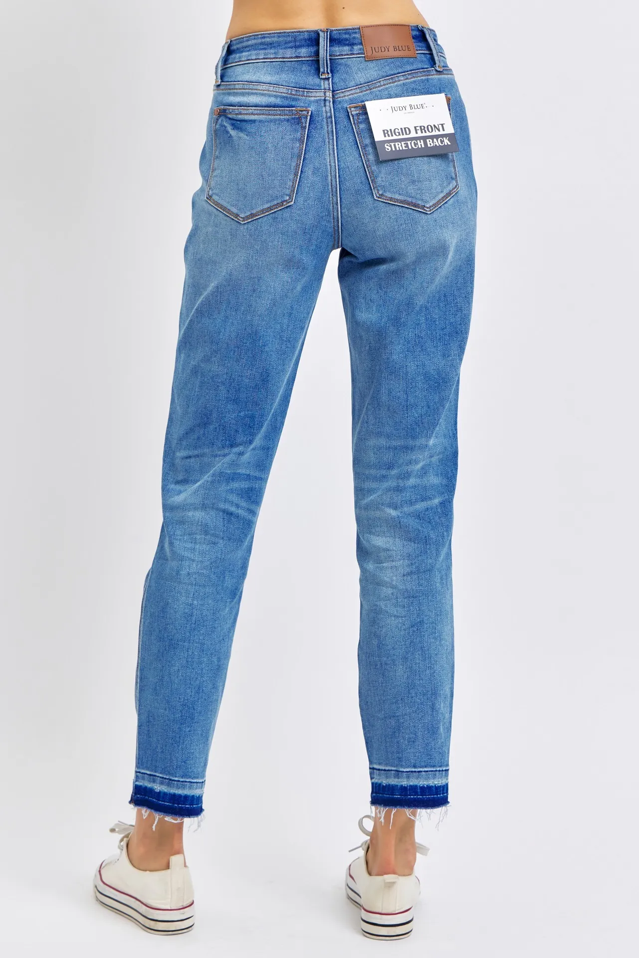 Judy Blue Mid Rise Rigid Magic Release Hem Boyfriend Fit Jeans /Stuffology Boutique