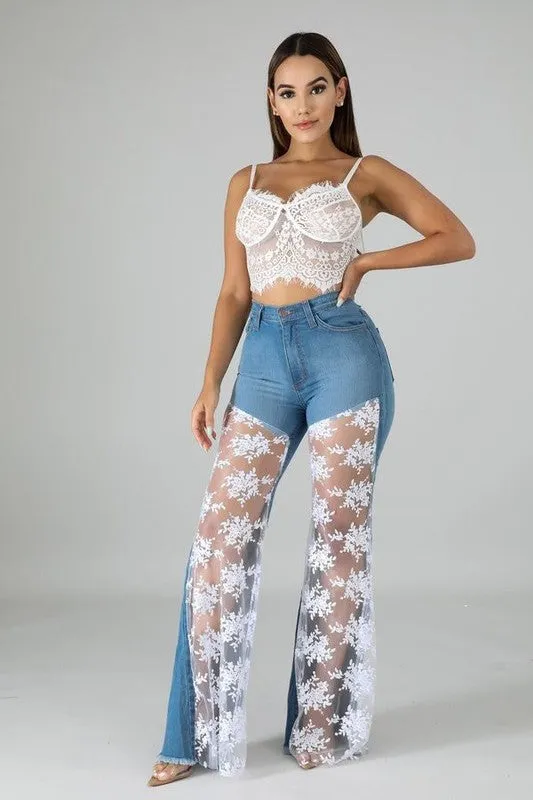 Lace Bell Bottom Jean