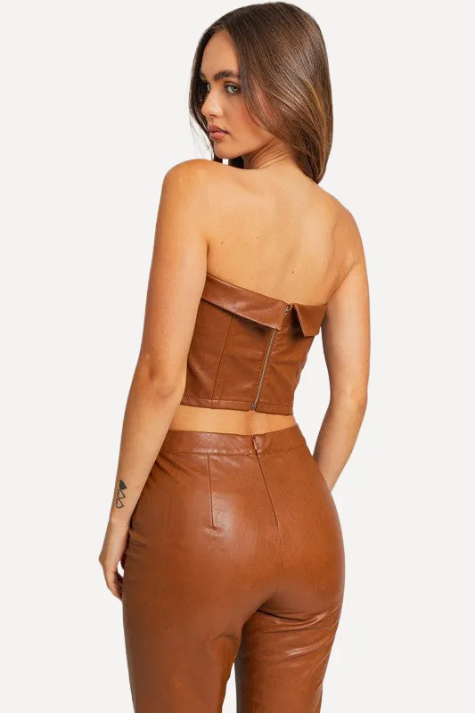 Leather Tube Top -Tan