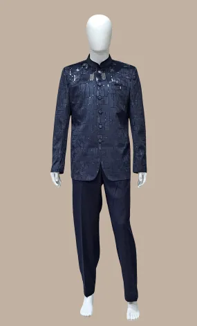 Mens Midnight Blue Jodhpuri Set