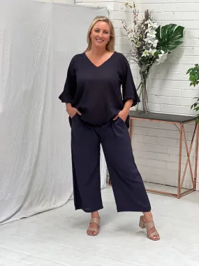 Niylah Navy Linen Pants
