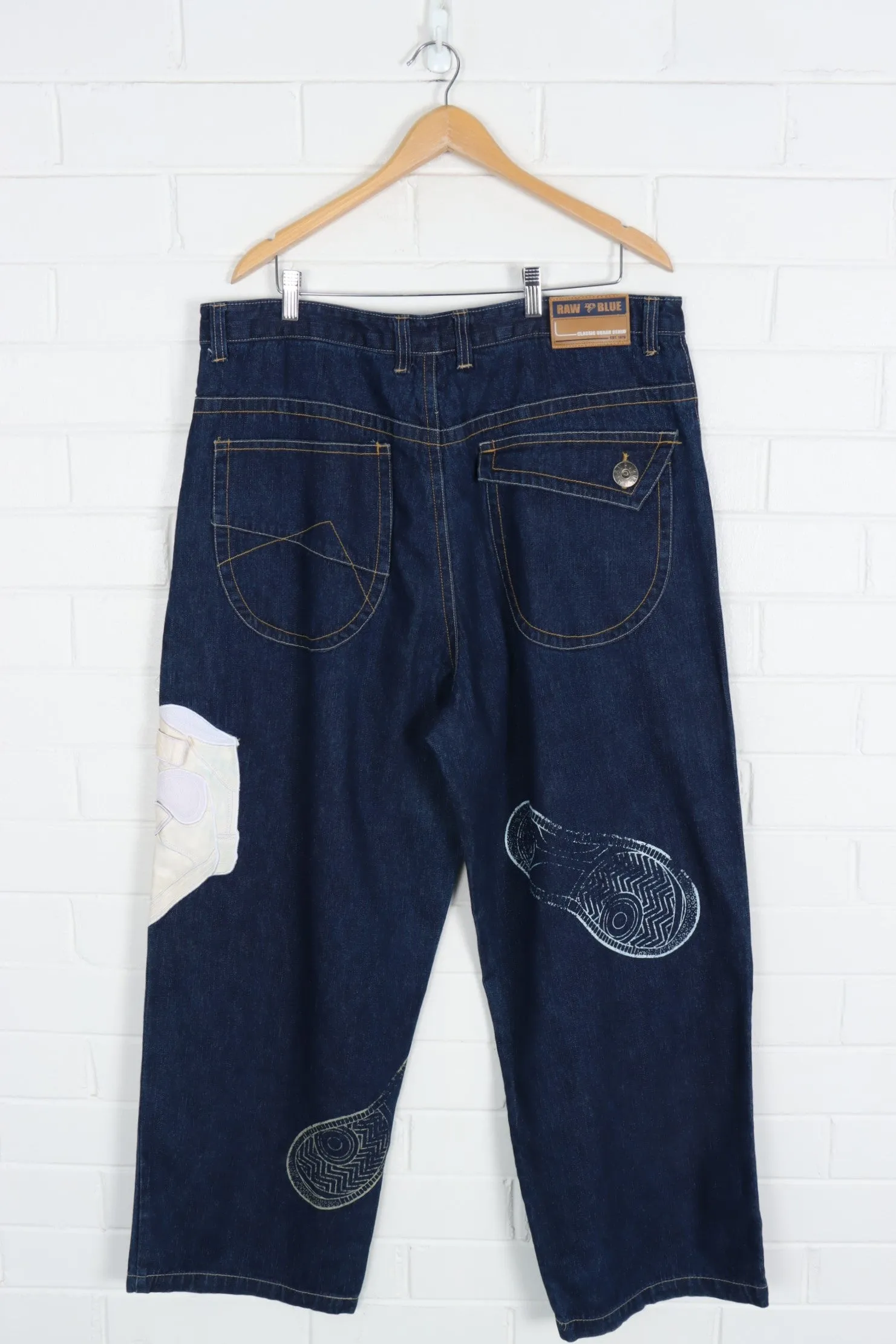RAW BLUE 3D Sneaker & Laces Foot Print Dark Wash Jeans (40x31)
