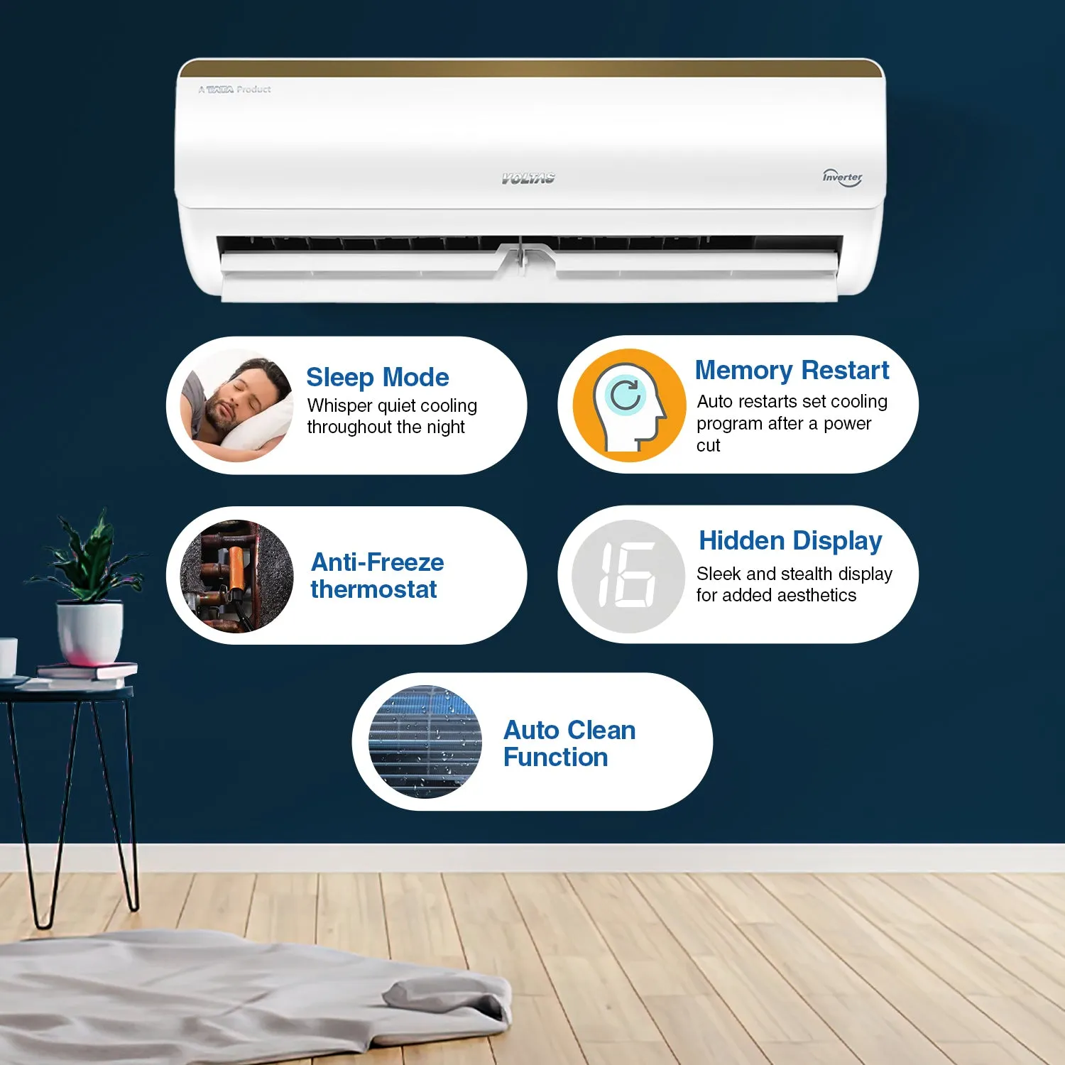 Voltas SmartAir Inverter AC, 1 Ton, 3 star - 123V Vertis Smart Elite Gold With IoT
